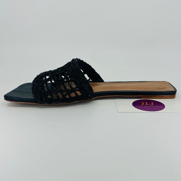 Raye Revolve Women's Tiki Black Woven Flat Slip On Slide Sandals Size 9.5 - Picture 10 of 13